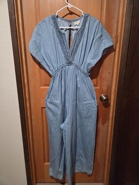World Market Jumpsuit with V-Neck Smocking, Size S/M